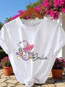 Personalized Nurse T-Shirt, Nurse T-Shirt With Heart, Custom Nurse T-Shirt, Gift For Nursing Graduates, Nursing T-Shirt, Gifts For Nurses, T-Shirt For Nurses Week - 白色的 - 查看 12