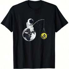 Crypto Meme - XRP Cryptocurrency - Astronaut On The Moon - All-Season XRP T-Shirt, 220g Cotton, Single-Sided Print, Crew Neck, Short Sleeve - 黑色9 - 查看 1