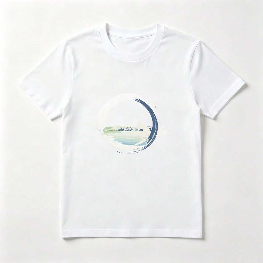 Surf Circular Playera de Algodón Blanca Estilo Playa Veraniega - Blanco - Ver 1