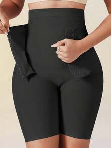 1 Piece Women's High Waist Shaper, Apricot Color, Center Snap Closure, Adjustable, Slimming Waist And Butt Lifting Effect, Flat Tummy Bodysuit, Shorts, Sexy Lingerie, Waist Trainer, High Waist Shapewear Pants - 黑色 - 查看 4