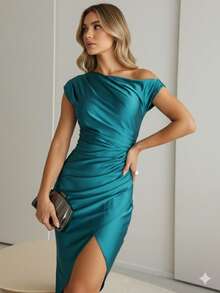 Lizandra Midi Trilobal Dress For Casual Parties, Night Out, And Dates - Pirus - View 2