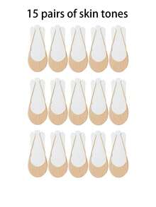 3/5 pares de calcetines cortos antideslizantes para mujer, calcetines ultra finos sin forro, calcetines invisibles transpirables para tacones altos - Multicolor - Ver 9