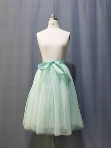 65cm 4-Layer Tulle 1-Layer Lining Petticoat With Decorative Waist Belt - Multicolor - View 12