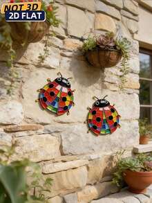 1pc 2D Acrylic Ladybug Wall Hanging Decor, Crafts For Home, Hostel, Outdoor Wall, Delicate Design, Suitable For Garden, Living Room And Indoor/Outdoor Sculpture, Insect Theme Decoration - Colorful - View 8