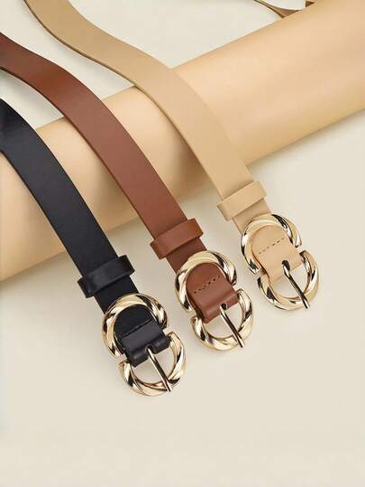 1 Set Gold Square Buckle Belt, Suitable For Dresses, T-Shirts, Casual Pants, Elegant & Fashionable Waist Belt For Women, Suitable For Summer, School, Autumn, Halloween