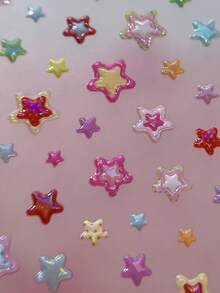1pc Holographic Star Nail Stickers, 3D Jelly Gradient Star Pattern, Exquisite Self-Adhesive Nail Stickers - Multicolor - View 4