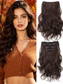 4 piezas Extensiones de cabello rizadas de 16 pulgadas con clip, peluca corta rizada invisible natural, adecuada para mujeres - Multicolor - Ver 14