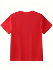 Urban Style | AB CUB Print Short Sleeve T-Shirt, Regular Fit, Crew Neck, Stretch Fabric, Versatile For Everyday And Casual Wear, Easily Creates An Urban Style. The Crew Neck Is Ideal For The Gym, Running, Cycling, And Summer Casual Wear - Activewear - [紅色的] - 查看 2