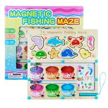 Multifunctional Wooden Magnetic Bead Maze Toy, Counting Color Shape Matching Magnetic Fishing Game For Toddlers, Improve Concentration Hand-Eye Coordination - Multicolor - View 13