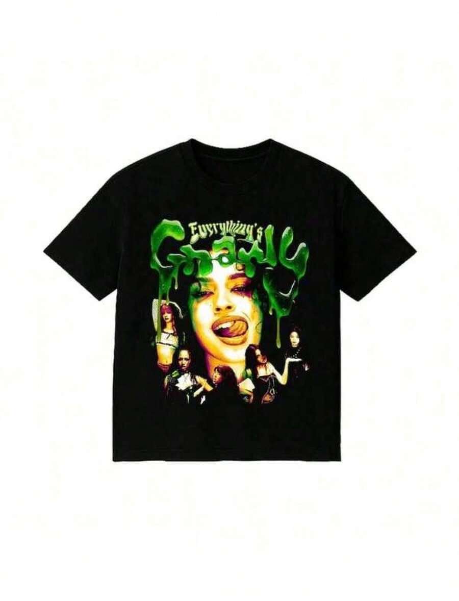 Katseye Gnarly Music Tour T-Shirt, Women's Blouses, Blouses, Casual Blouses For Women, Informal Blouses For Women, Women's Tops, Tops, Unisex. - 黑色 - 查看 1