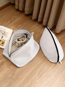 1/2Pcs Household Shoe Washing & Care Bag For Washing Machine, Travel Camping Holiday Must‑Have, Dirty Laundry Storage Bag, Bathroom Bedroom Laundry Room Supplies - Grey - View 5