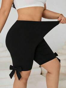 Pantalones Cortos de Compresión de Talla Grande  Negros de Secado Rápido y Refrigeración - Negro - Ver 1