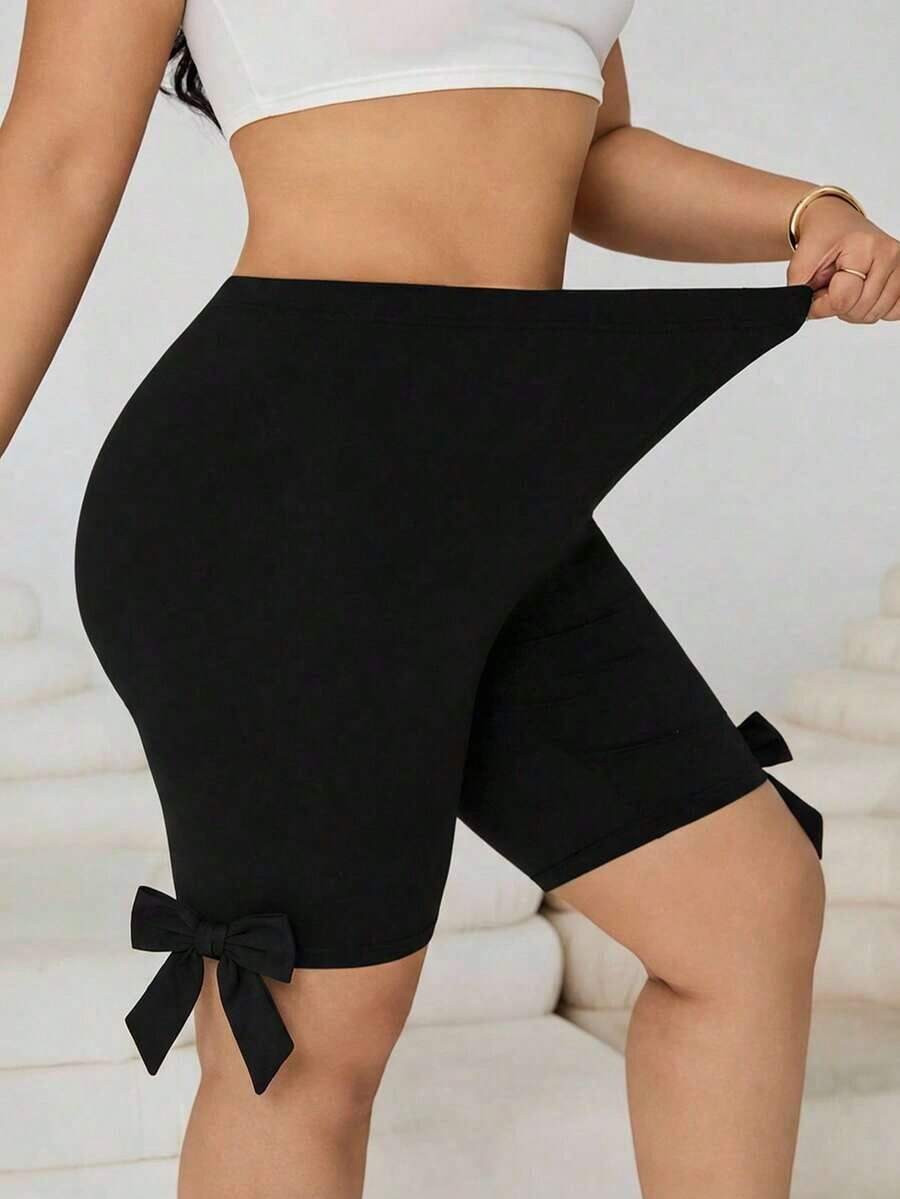 Pantalones Cortos de Compresión de Talla Grande  Negros de Secado Rápido y Refrigeración - Negro - Ver 1