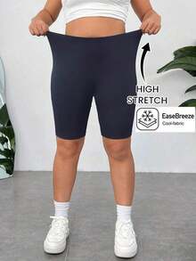 Pantalones Cortos de Compresión de Talla Grande  Negros de Secado Rápido y Refrigeración - Neblina azul - Ver 1