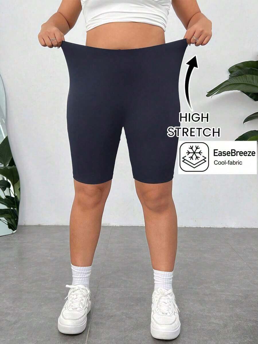 Pantalones Cortos de Compresión de Talla Grande  Negros de Secado Rápido y Refrigeración - Neblina azul - Ver 1