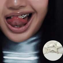 1 pezzo Unico accessorio di moda asimmetrico con decorazione a stella a cinque punte e doppio dente, adatto per feste, servizi fotografici, accessori scenici, regali per le vacanze - Multicolore - Visualizzare 2