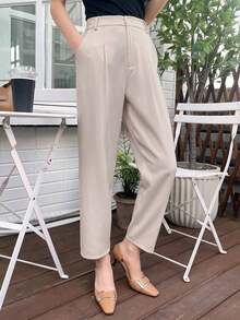 Pantalones rectos casuales de negocios para mujeres - Beis - Ver 5