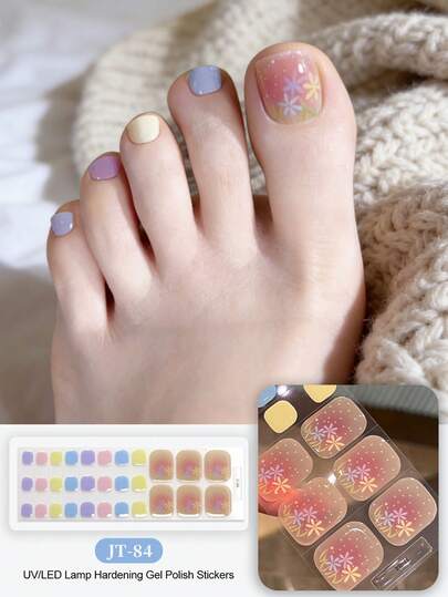 New Semi-Cured Gel Toe Nail Stickers, Glitter Design, In Stock Wholesale, Waterproof & Long-Lasting For Summer