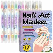 Flysea 12/24 peças/Conjunto Canetas de Arte de Unhas com Ponta de Metal, Canetas de Tinta Acrílica 0,5mm, Tinta de Arte de Unhas à Prova d'Água, Canetas de Ponto e Linha de Secagem Rápida DIY, Perfeito para Arte de Unhas Criativa Canetas de Arte de Unhas de Ponta Dupla, 12/24 Cores Canetas de Arte de Unhas Clássicas 0,7mm, Canetas de Pintura de Arte de Unhas, Canetas de Destaque e Contorno de Arte de Unhas DIY, Marcadores de Arte de Unhas, Conjunto de Marcadores de Arte de Unhas de Material ABS, - Multicolorido - Visão 10