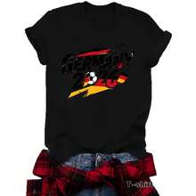 Sitio web independiente de camisetas de verano transfronterizas europeas y americanas, EE.UU., Canadá, México, Camisetas de manga corta con cuello redondo para la Copa del Mundo, camisetas de mujer de . - verde trigo - Ver 6