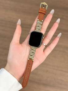 1条纤薄表带，兼容 42mm、38mm、40mm、41mm、44mm、45mm、46mm、49mm，时尚智能手表替换表带，适用于Series Ultra2、Ultra SE2、SE 11、10、9、8、7、6、5、4、3、2、1，女士款，可作为学生返校礼物 - 棕色 - 查看 3