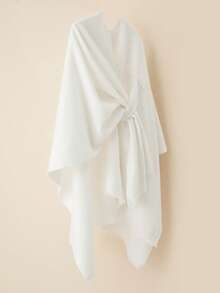 1pc Women's Fashionable Buckle Decor Shawl Cardigan Jacket - White - View 2