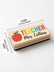 1pc Customizable Teacher Name Chalkboard Eraser, Personalized Text Cartoon Teaching Board Eraser, Classroom And Office Essential Cleaning Supplies, Teacher Daily Work Supplies, Back To School Season Classroom Must-Haves - Model 2 - View 3