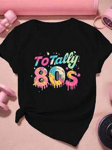 New T-Shirt. This Comfortable And Versatile Short-Sleeved Printed T-Shirt Features A Relaxed, Crew-Neck Design, Perfect For The Office, School, Weekend Outings, Or Travel. It Easily Integrates Into Everyday Life, Providing A Fresh And Lightweight Feel. - 黑色 - 查看 6