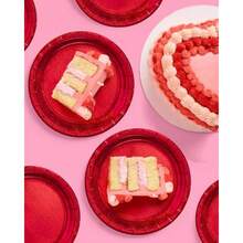 xo Fetti - Platos holográficos de lámina roja Paquete de 25 unidades Decoraciones de fiesta de feliz cumpleaños fiesta de día festivo platos frescos para pasteles Navidad día de San Valentín - rojo - Ver 7