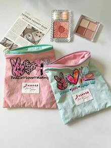 Sac cosmétique portable imprimé avec motif Paix Amour Art, organisateur de maquillage, trousse de premiers soins, porte-monnaie, convient pour un usage quotidien/extérieur/voyage, organisateur de cosmétiques de voyage, rangement pour médicaments, cosmétiques, téléphones et autres petits articles, accessoire de voyage, cadeau de Noël, sac cadeau personnalisé, petit échange de cadeaux, décoration de chambre - Multicolore - Voir 3