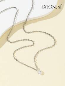 1 pieza Collar de acero inoxidable plateado con circonita, de varios niveles, de estilos versátiles, accesorio de collar minimalista y elegante para fiestas y vacaciones - Plateado - Ver 6