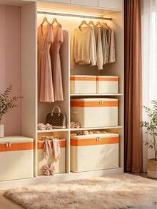 Large Capacity Foldable Dust-Proof Clothes Storage Bag, High-Quality Fabric Storage Container Organizer Basket, Suitable For Under-Bed Seasonal Clothes, Jeans, Coats, Quilts, Blankets, Pillows, Toys Space-Saving Storage, Perfect For Bedroom Closet Organization, Home Room Decor Bedroom Accessories - Multicolor - View 3
