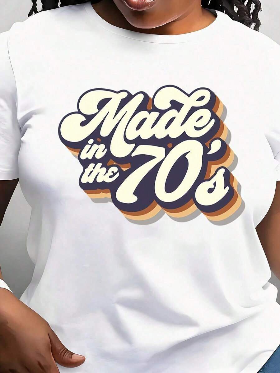 Modern MinimalistMade In The 70s Women's T-Shirt Casual Short Sleeve T-Shirt Everyday Outdoors Tee Suitable For Any Occasion Perfect For Birthday Gift All Season Wearcasual Everyday - 白色 - 查看 1