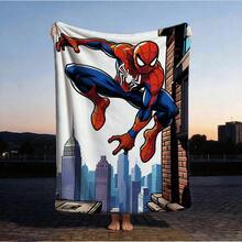 1pc S-Pider-Man Print Blanket,Retro Cartoon Style Throw Blanket,Cartoon Character Printed Blanket,All-Season Universal Nap Blanket,Character Home Decor Blanket,Modern Fashion Gift Suitable For Home Bedroom Bed Sofa Office Lunch Break Cover Picnic Blanket - Multicolor - View 3