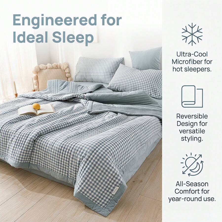 [1pc Summer Thin Quilt] Floral Printed Dreamy Summer Thin Quilt, Double-Sided Printing Design, Adds Color To Your Bedroom, Soft And Fluffy Like Hugging Clouds, Lightweight And Portable For Multiple Scenarios Such As Dorm, Sofa, Bedroom, Office Nap, Car, Travel, Camping, Fishing, Available In Multiple Sizes To Fit Different Bed Types - Minimalist Style - View 1