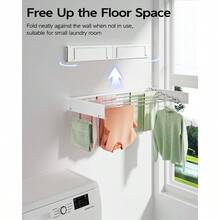 Wall Mounted Clothes Drying Rack, Foldable Wall Mount Laundry Drying Rack Folding Indoor, Drying Rack Clothing Collapsible, Towel Drying Rack With Wall Template - por defecto - Ver 2