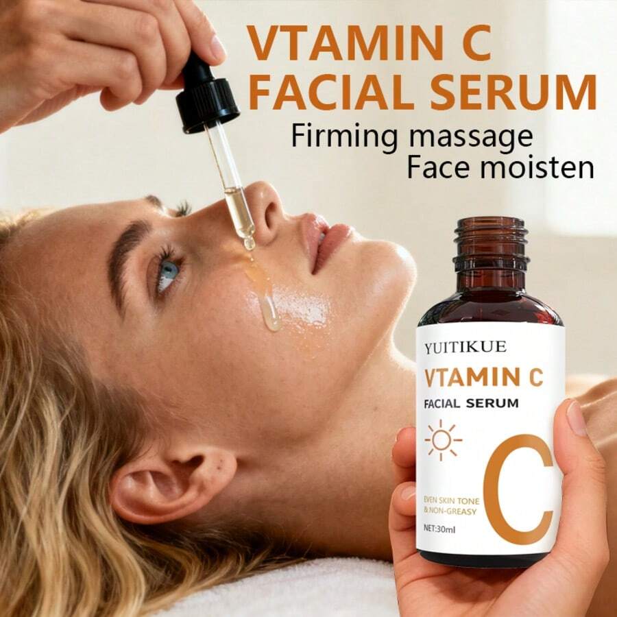 YUITIKUE 30ml 維生素C面部精華液:提拉緊緻肌膚,提供長效保濕,提亮膚色,改善暗沉與下垂,均勻膚色且不油膩。含維生素C、玻尿酸、菸鹼醯胺和視黃醇。 - 30ml - 查看 1