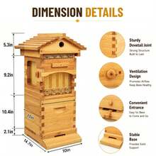 Automatic Beehive With 4 Gravity Flowing Hive Frames & Brood Box Set - Easy Honey Extraction Beekeeping Kit For Beginners And Professionals -  Solid Wood Construction - 預設 - 查看 2