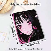 1pc Flip Desktop Protective Case With Pen Slot, Cartoon Girl And Black Cat Pattern, 360 Degree Rotating Stand, Built-In Pen Slot, PU Leather Case With Stand, Auto Sleep/Wake Function, Compatible With Honor ///Apple/Etc. And And Other Popular Models, Suitable For Back To School, Valentine's Day, Holiday Gifts - Multicolor - View 3
