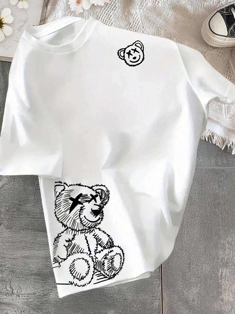 Camiseta de Moda para Hombre con Estampado - Blanco - Ver 1