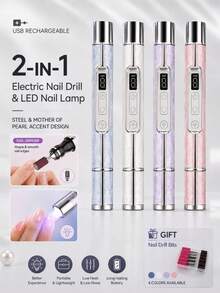 LIMEGIRL 2-In-1 Electric Nail Drill And UV LED Lamp, USB Rechargeable Wireless Nail File, Portable Gel Nail Polish Curing Light, Professional Nail Art Tools, 4 Colors - Multicolor - View 10