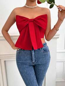 Top corsé con lazo - Rojo - Ver 6