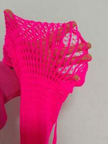 Swim  Vestido de encubrimiento sin mangas con cuello halter para mujeres para vacaciones de verano en la playa con apliques huecos - Rosa Fucsia - Ver 4