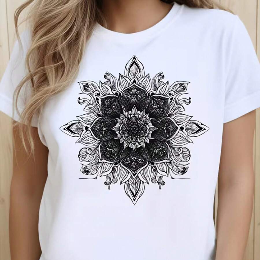 Printed T-Shirt For Men And Women - 白色 - 查看 1