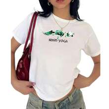 Women's Irish St. Patrick's Day Yoga T-Shirt, St. Patrick's Day Shirt, 90s Style T-Shirt, Women's T-Shirt, Gift For Her, Fashion T-Shirts, Tops, Comfortable T-Shirt - 白色 - 查看 1