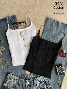 2 piezas Conjunto de camisola sin espalda ajustada para mujer, Camisola sin espalda de verano para mujer, Adecuado para el transporte diario, citas, fiestas, otoño/invierno/verano, Navidad, Año Nuevo, Acción de Gracias, fiestas, bodas, playa, ceremonias de graduación, de moda, elegante, casual, salidas, citas, reservas, transporte, brillante, Día de San Valentín, elegante, vacaciones, casual, Y2K, salidas, ceremonias de graduación y otras ocasiones. - Multicolor 6 - Ver 4