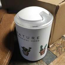 北欧风植物印花翻盖垃圾桶，小型浴室桌面垃圾桶 - 查看 5
