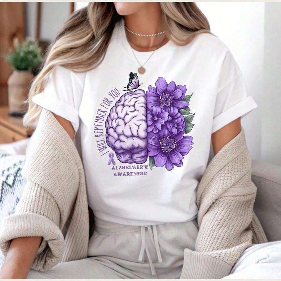 1 pieza Camiseta de Confort Colors para la Concientización sobre la Salud Mental, Camiseta Oversized Verde con Diseño Floral Boho, Camiseta con Gráficos Florales, Invisible Illness, Regalo para Terapeutas, 180g 100% Algodón, los diseños están impresos. Unisexo. - Blanco 3 - Ver 1