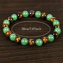 1pc Arpurraina Money Attraction Bracelet With Green Aventurine & Tiger Eye -    Blue Friendship Bracelet Beaded  Jewelry Bracelet Encouragement Fashion Artificial Bracelet  Of   Day Colorblock Beaded Bracelet - Multicolor. - View 3