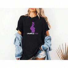 Camiseta K-Pop, Camiseta "I Purple You" - Camiseta Unisex, Camiseta Gráfica  Morada, Regalo para Fans del K-Pop, Camiseta Inspirada, Camiseta de Cuello Redondo para Mujer, 100% Algodón, Camiseta de Mujer - Negro - Ver 3